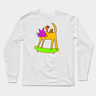 skater cat Long Sleeve T-Shirt